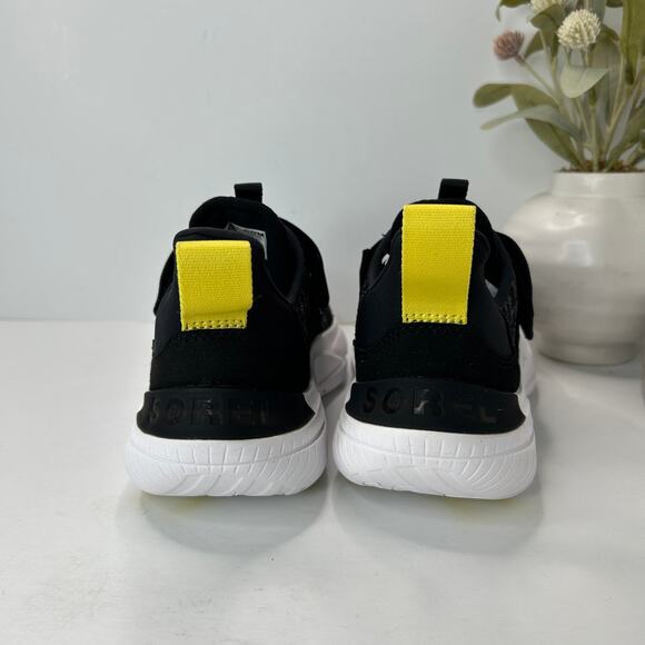 SOREL Explorer Blitz Stride Strap Black Knit Sneakers Women's 8.5 NWOB FLAW - Picture 5 of 11